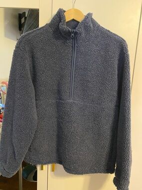 No Boundaries Navy Blue Sherpa Quarter-Zip Pullover